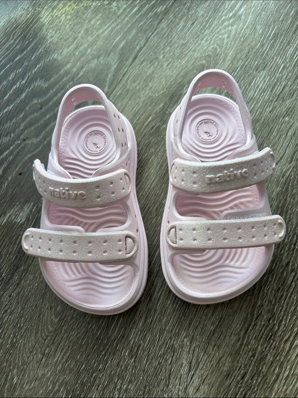 Native Shoes Kids Chase Bio-Bling Barely Pink Sandal C5